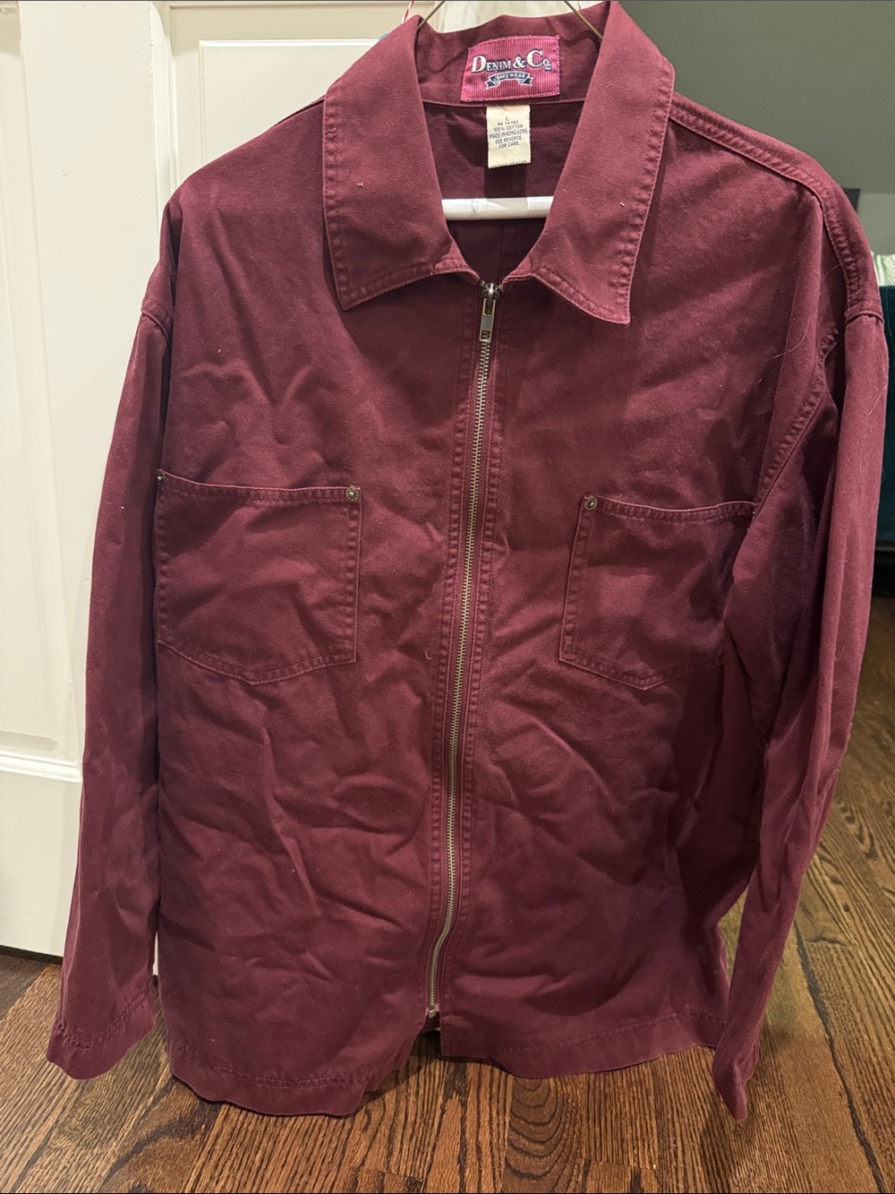 Denim&Co Burgundy Zip-Up Shirt Jacket